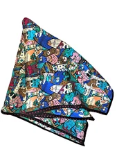 21"X21"Blue Colorful Cats Print Pure Mulberry Satin Silk12momme Scarf 3x53cm4-40