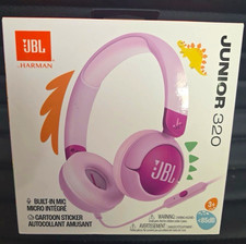 JBL Junior 320 Wired On-Ear Kids Headphones 3.5mm Mic Volume Limit Pink