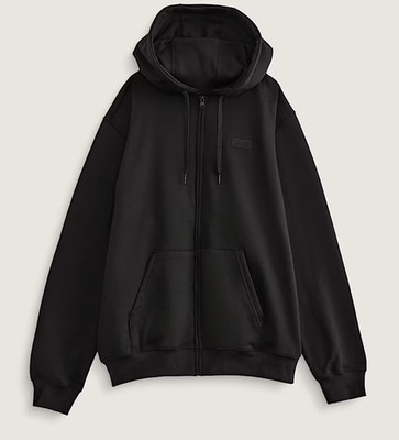 Vans Men's Core Basic Full Zip Hoodie Sweatshirt Black Embroidered Logo Sz M NWT