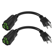 Power Extension Cord 0.5Ft/6Inch(2 Pack), Short 3 Prong Electric Extension Cable