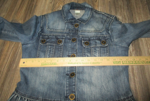 Chaqueta de Jean OSO Informal Para Mujer Azul con Volantes Larga Slv Denim Abotonada Talla XS Boho - Imagen 10 de 13