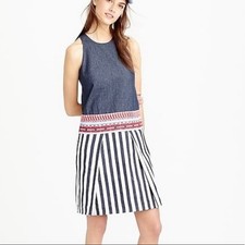J. Crew Striped Chambray Sleeveless Dress Tapestry C1054 Drop Waist Textured 6