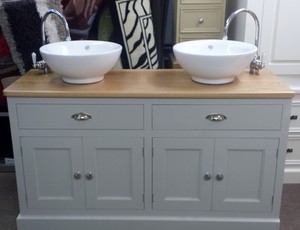 pine bathroom double sink Unit Cabinet oak top/made to ...