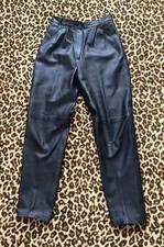 VTG 80s women Black Leather High Waist Straight leg Pant Lined size 6 M