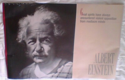 Albert Einstein poster, ''Great spirits... mediocre minds.'' good condition