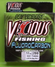 LOT OF 2 Vicious 100% Fluorocarbon Fishing Line 200 Yard 17LB 