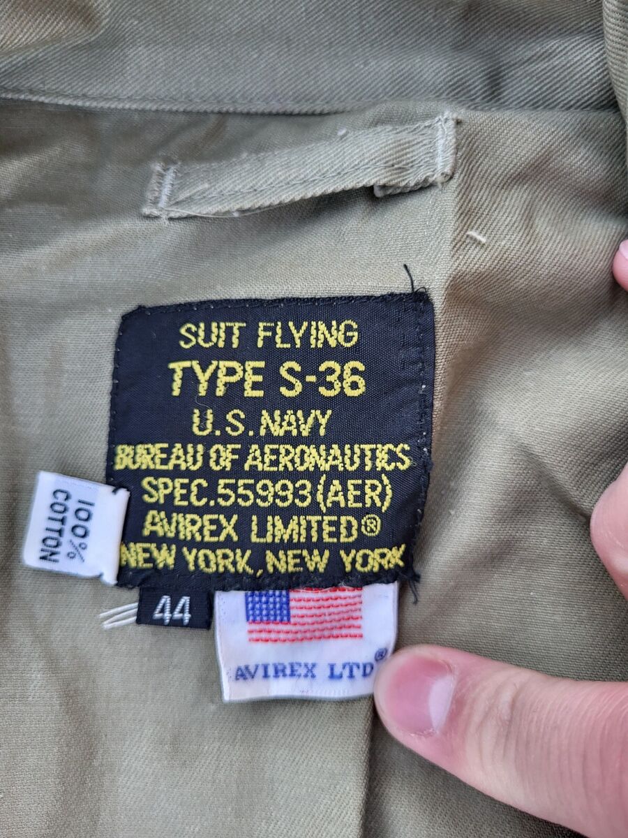 US Navy BuAer Type S-36 Flight Suit Size 44 - MFG Avirex US Navy BuAer Type S-36 Flight Suit Size 44 - MFG Avirex