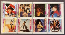 Boy Scouts Scotland local stamps used CTO, block of 8