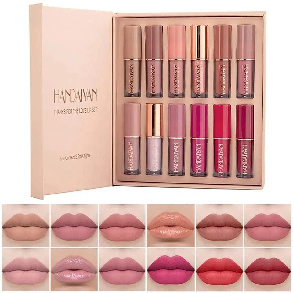 Lip Gloss Set Long Lasting Matte Beauty Lip Gloss Sets Waterproof Lip Makeup Gel - Image 2 of 4