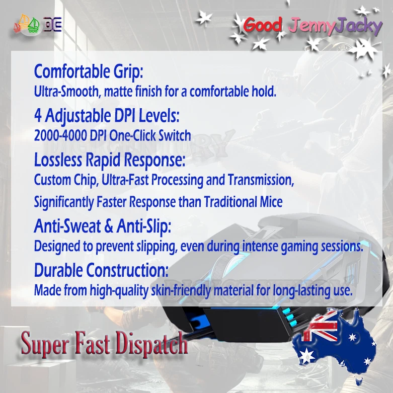 TAFIQ Professional Optical Game Mouse USB 4000DPI Corded Gaming RLB Backlit Mice - Image 2 of 2