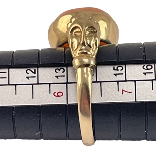 10K Yellow Gold Italian Coral Ring Italian Roman Warrior Coral 10K Ring - Picture 9 of 9