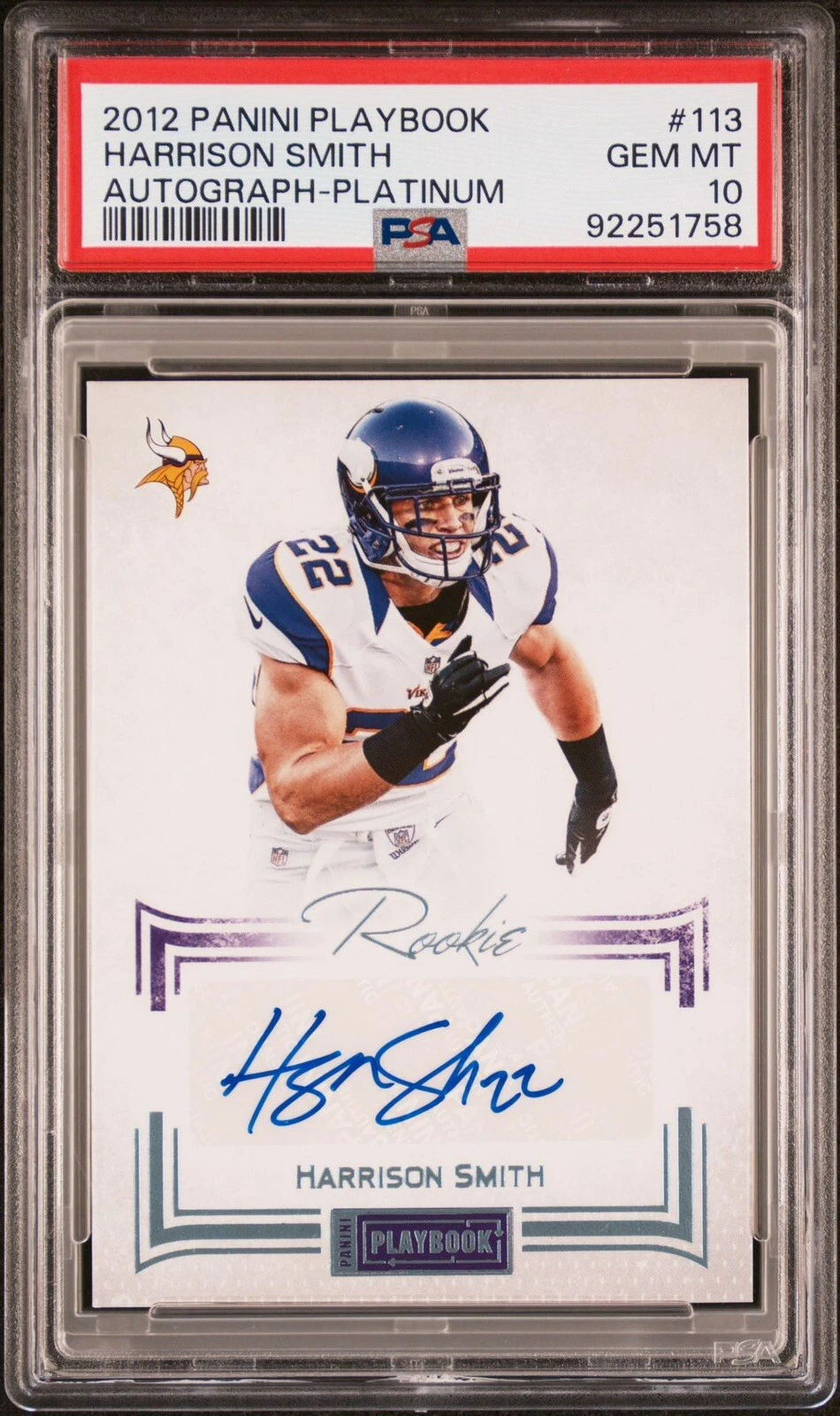 Harrison Smith Panini Playbook #113 Autograph-Platinum