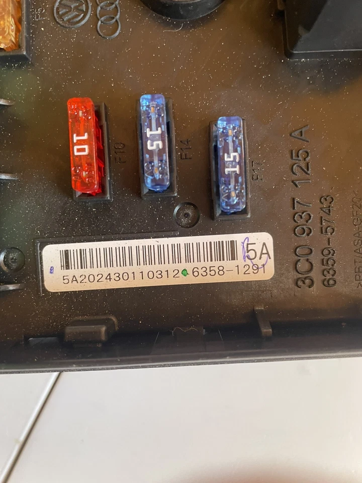 12 - 18 VOLKSWAGEN CC TIGUAN AUDI Q3 MOTOR RELÉ CAJA MÓDULO 3C0937125A OEM Foto 2 de 4