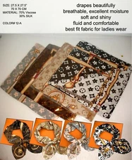 70% Viscose 30% SILK Scarf Fashion Tribal Style Floral Shawl 27.5 X 27.5"