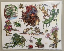Tattoo Flash Single Sheet by Little Vinnie Myers 11 X 14 Trolls Bugs Insects