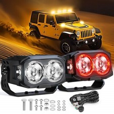 2pc 4 Led Light Pods 12v 56w Round Spot Beam Rgb Drl White Amber Offroad Lights