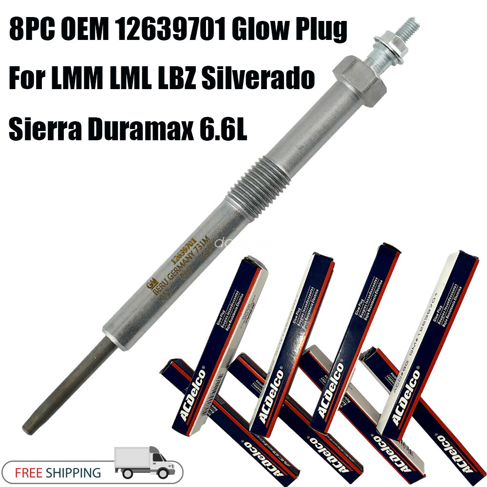 8x For Sierra Duramax Silverado LMM LML LBZ 6.6L ACDelco OEM Glow Plugs