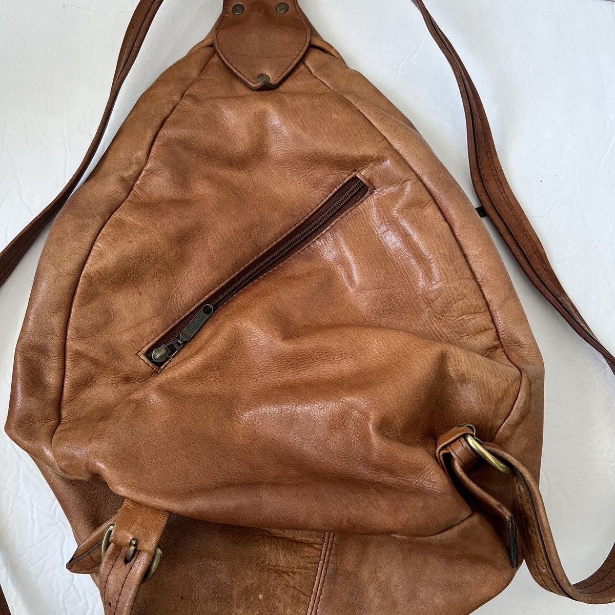 Tannery West Leather Backpack Brass Ring Brown Flap Canvas Lined Medium The new Sauer Backpack Leather is made of the finest cow  main image 3