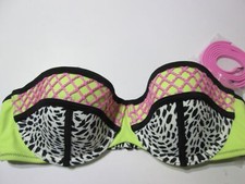 NWT Shade Shore Womens Size 34B Bikini Top Lime Multi Underwired Lined Halter