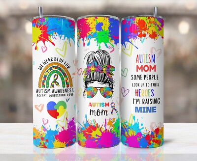 20oz Autism Mom tumbler, Coffee Cup, Mugs, Cups,Stainless Steel Tumbler 