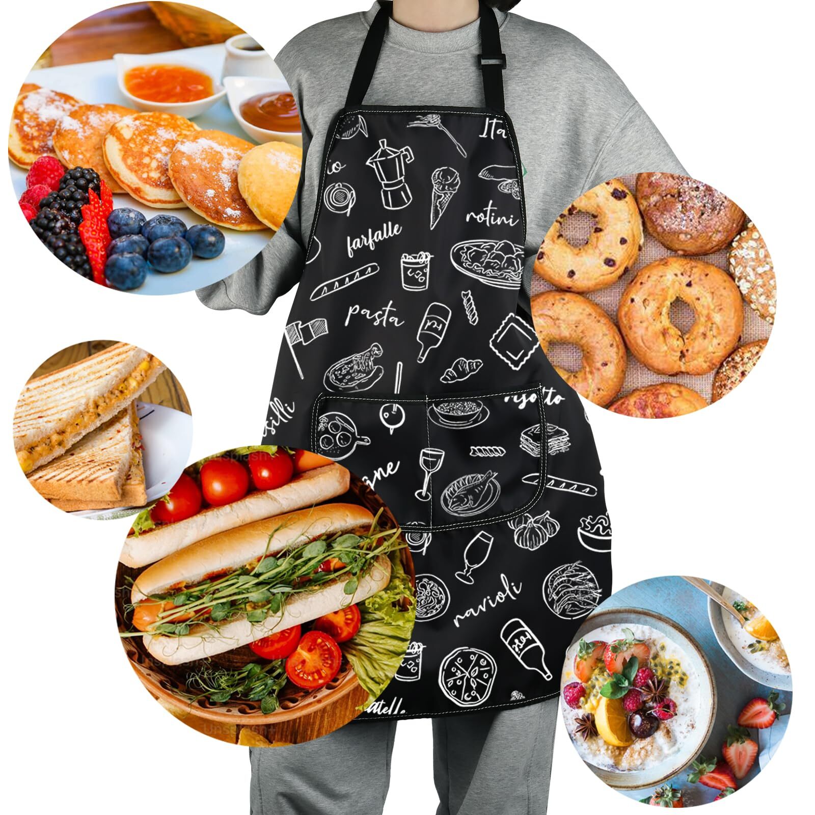 Italy Lover Apron With Pockets - Italian Food & Drink Apron - Kitchen Gift Ch...