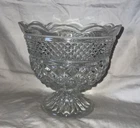 Vintage Wexford Anchor Hocking Clear Glass Footed Fruit Trifle Bowl H 7” W 8”