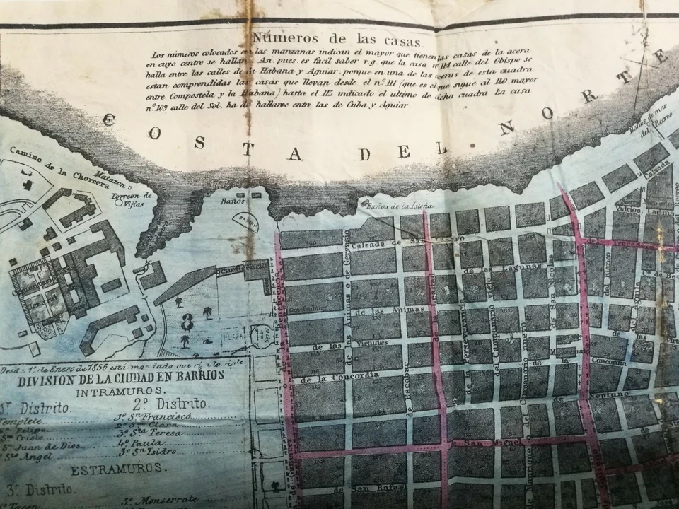 Picturesque Map of Havana with House Numbers, 1857 original of JM de la Torre - Image 2 of 4