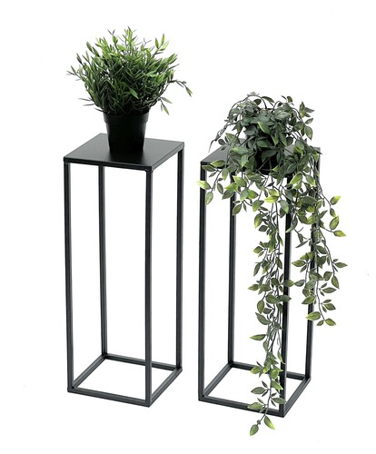 2X Supporto Per Piante In Metallo Nero 50 Cm Tavolino 96315 S - Bild 7 von 7