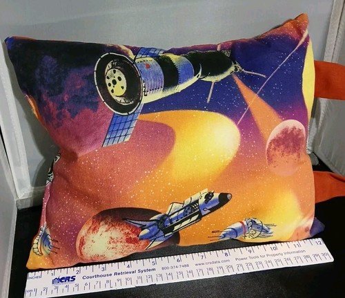 Boys Spaceship Nasa Theme's rare gifts Sm pillow w/ handle 12" X 10" New - Picture 2 of 6