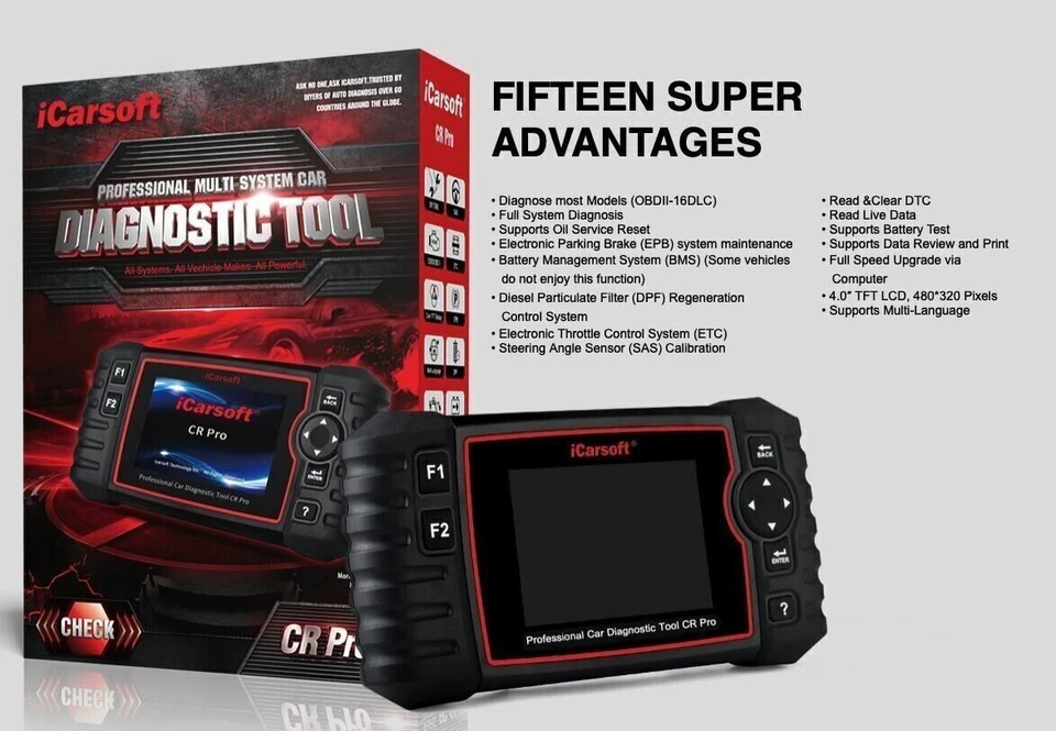 Herramienta de escáner de diagnóstico de coche iCarsoft CR PRO 2025 MEJORADA para todas las marcas de vehículos Foto 2 de 4