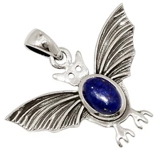 Bat - Natural Lapis Lazuli - Afghanistan 925 Silver Pendant Jewelry ALLP-29913