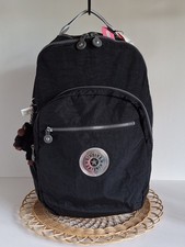 NWT Kipling Seoul Extra Large 17" Backpack, Black w/ Metallic Web Straps