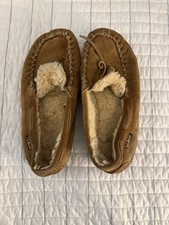 LL Bean Women's Suede Fleece Lined Moccasin Slippers Size 7M
