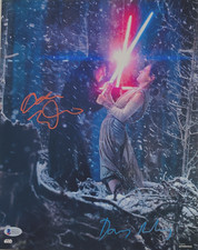 Daisy Ridley Adam Driver Signed Star Wars 11x14 Photo Red Blue Beckett Witness 