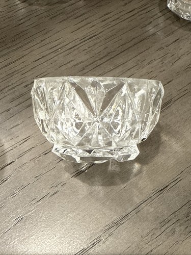 Vintage Cut Clear Crystal Glass Salt Cellars Set of 6 Made In Czechoslovakia - Picture 3 of 7