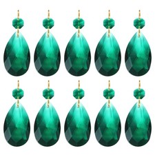 Teardrop Crystal Chandelier, 10 Pack 60mm Length Prisms Part Dark Green