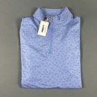 Peter Millar Golf Pullover Crown Sport Sleeve Logo Carts Print 1/4 Zip Medium