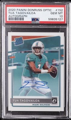 2020 PANINI DONRUSS OPTIC AUTO #152 TUA TAGOVAILOA ROOKIE RC #/150 PSA 10