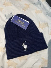 Polo Ralph Lauren Men's Navy Blue Merino Wool Beanie Hat