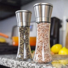 2 Pack Refillable Salt & Pepper Grinders - Adjustable Pepper Grinder Set