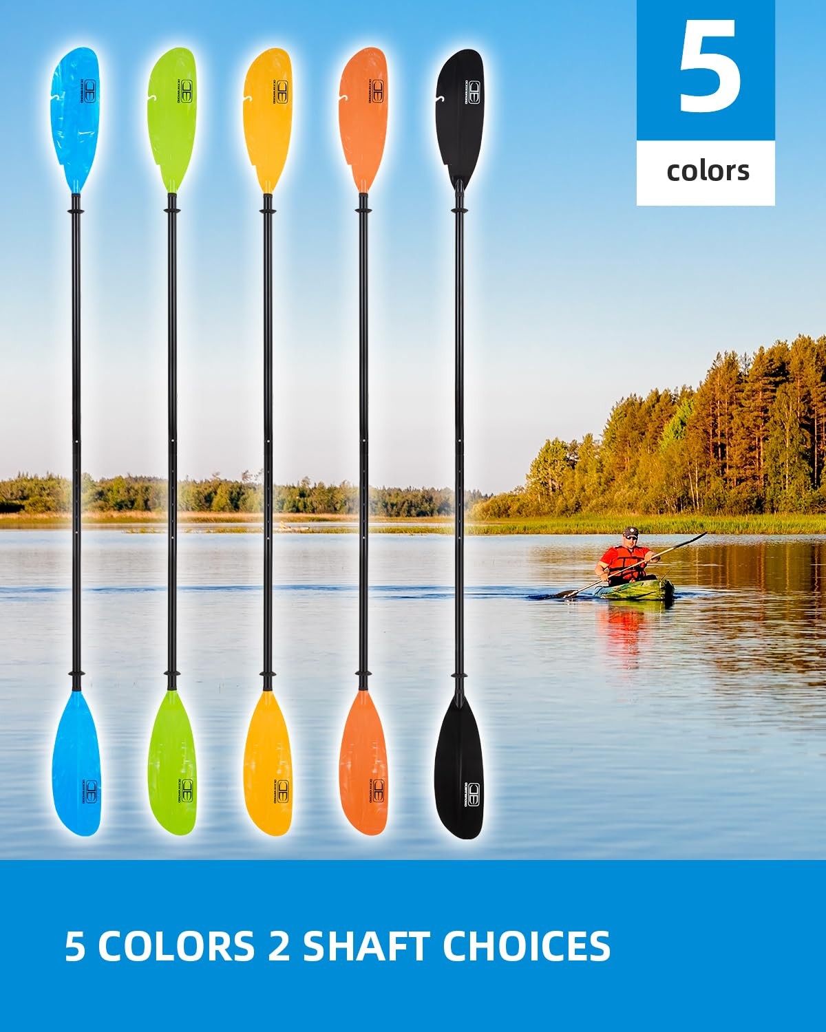 OCEANBROAD Adjustable Fishing Kayak Paddle - 94in/240cm-98in/250cm-102in/260cm