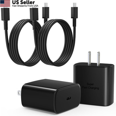 Super Fast USB-C Charger 2Pack 3FT Cables w Fast Charging Blocks FROM USA 