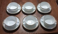 Servizio 6 Tazze Consomme' brodo Richard Ginori Italy bordi oro ceramica bianca