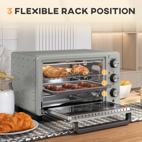 21L Mini Arbeitsplatte Backofen Elektrogrill mit einstellbarer Temperatur 1400W 230V, silberfarben - Bild 5 von 11
