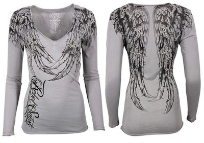 Rebel Saints by Affliction Women's Long Sleeve T-shirt Whispering Wind