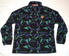 Shinesty Fleece Pullover Men's XXL Black Green Purple Geometric Snap Front NEW