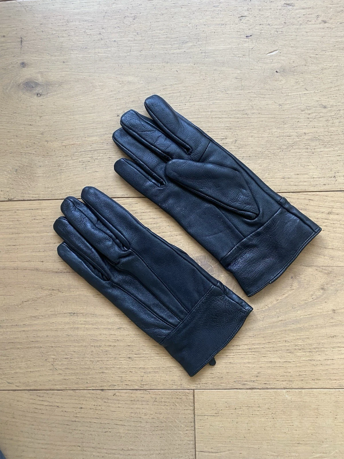 Womens Classic Leather Gloves Winter Warm Soft Smooth Grain - Black Medium
