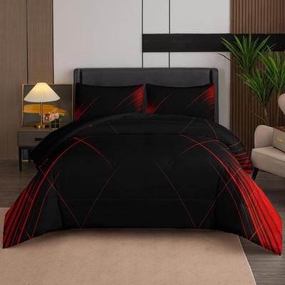 Abstract Red and Black Comforter Sets Queen Size Black and Red for Kids Teens Mo