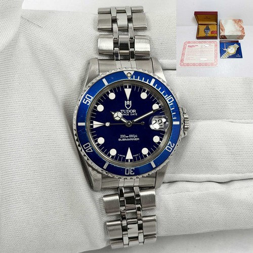 1998 Tudor Submariner 75190 36MM Blue Dial Steel Box Papers B-...