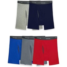 New 5-Pack Fruit of the Loom Mens Large Coolzone Moisture Widking Boxer Briefs
